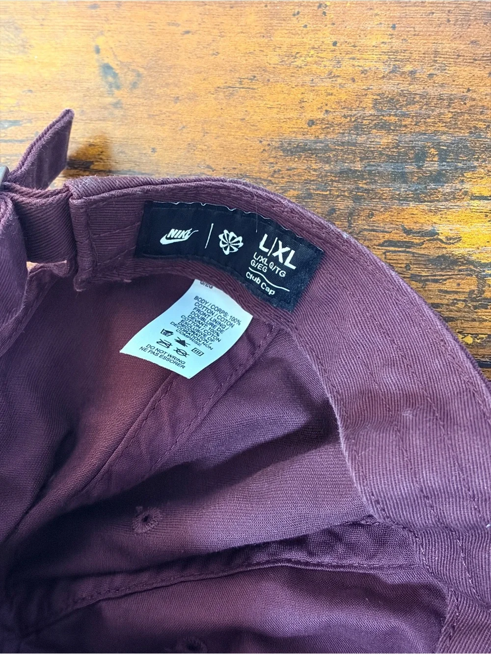Nike Burgundy Baseball Cap with White Swoosh